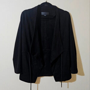BLANK NYC Faux Suede Draped Moto Cardigan